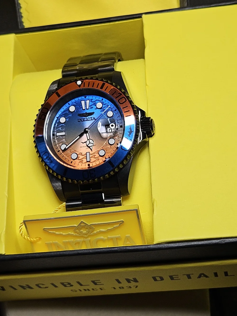 NWT Invicta Pro Diver Vectide Sunset Watch Black Stainless Steel 50976